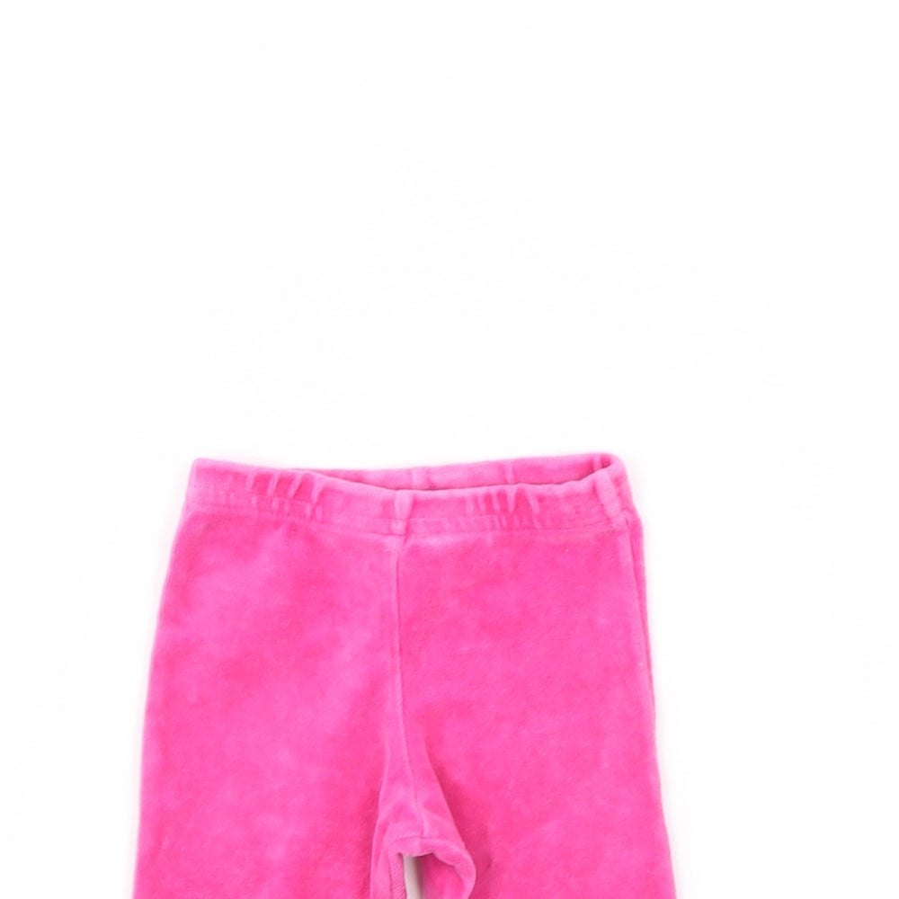 Close-up detail of Baby Mac girls’ pink corduroy track pants trousers, size 3-6, months