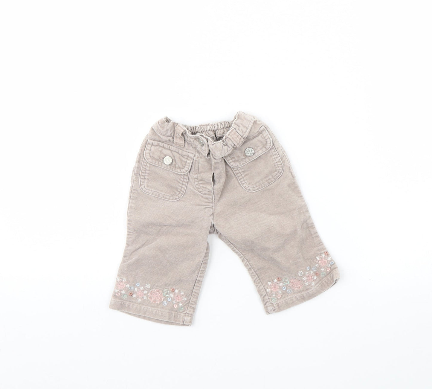 Mothercare Girls Beige  Corduroy Capri Trousers Size 3-6 Months