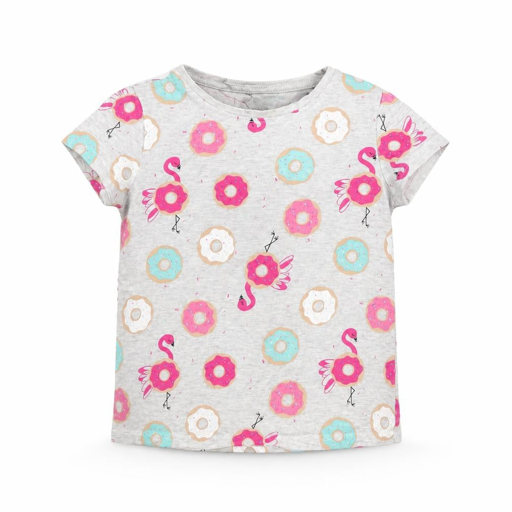 George Girls Grey Spotted  Basic T-Shirt Size 6 Years  - Doughnuts