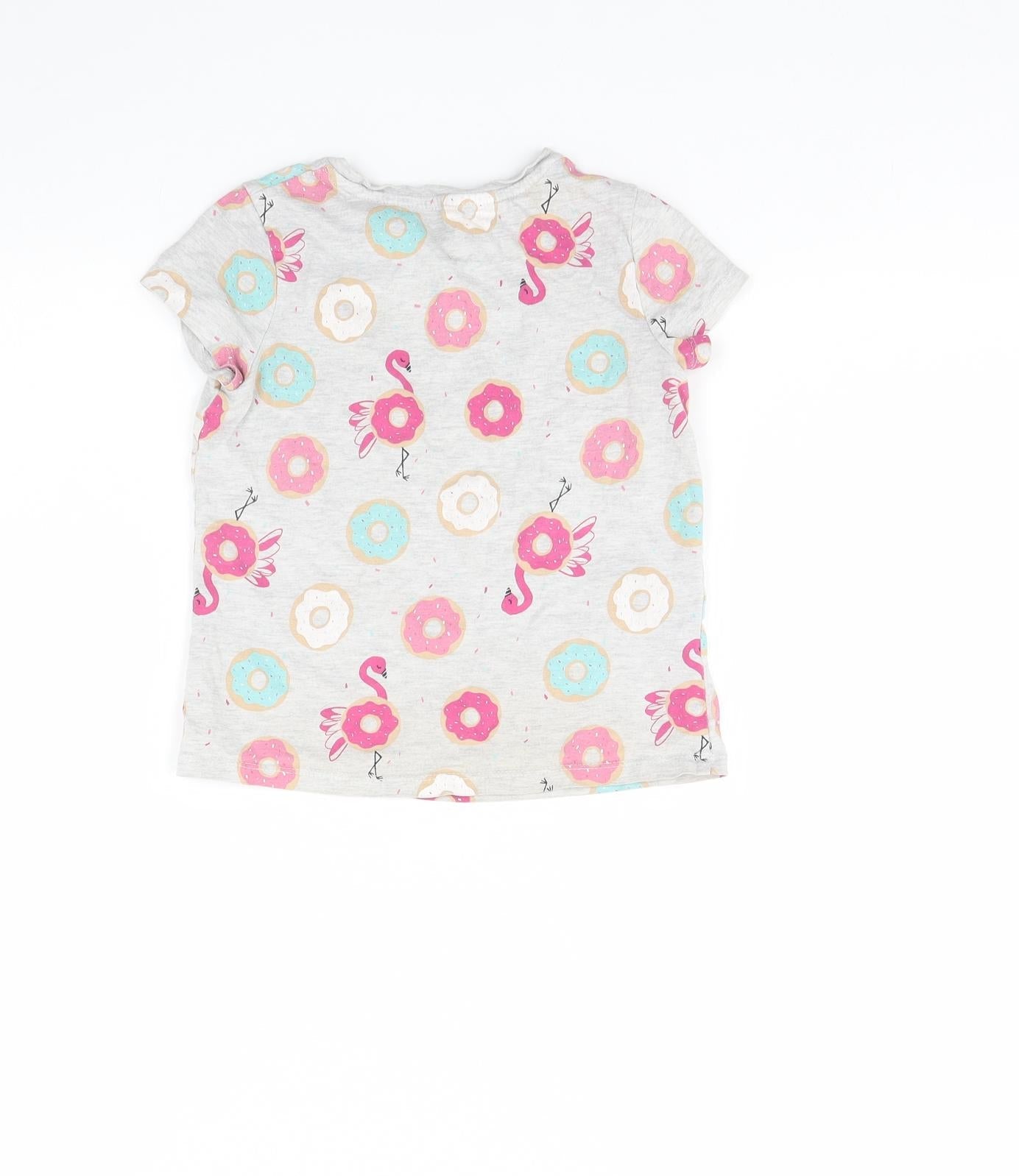 George Girls Grey Spotted  Basic T-Shirt Size 6 Years  - Doughnuts