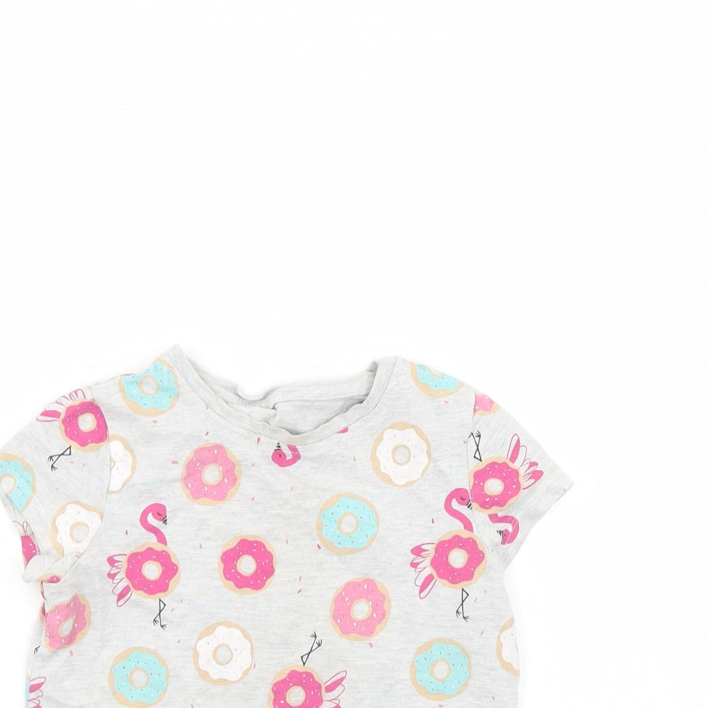 George Girls Grey Spotted  Basic T-Shirt Size 6 Years  - Doughnuts