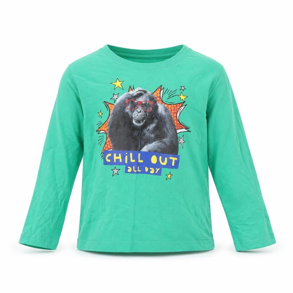 Primark Boys Green   Basic T-Shirt Size 3 Years  - Monkey