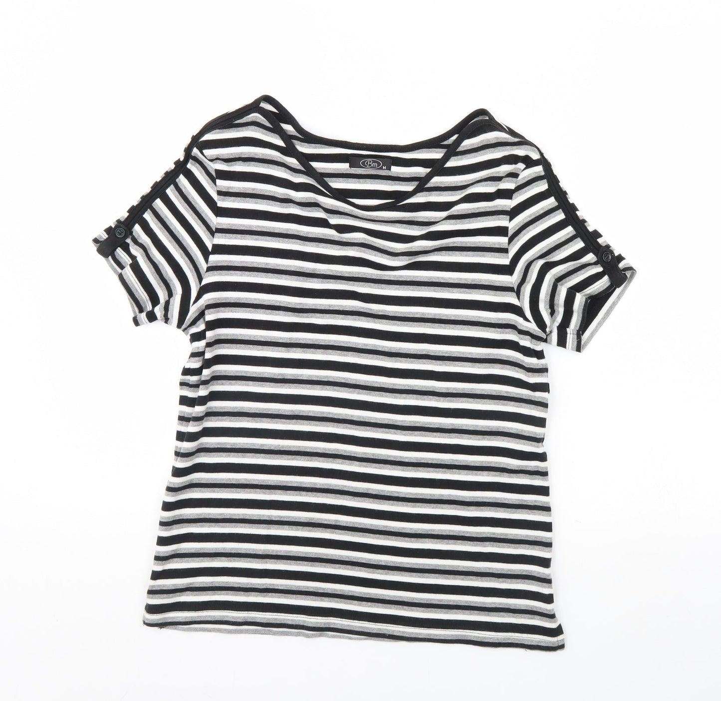 BM Womens Black Striped  Basic Blouse Size M