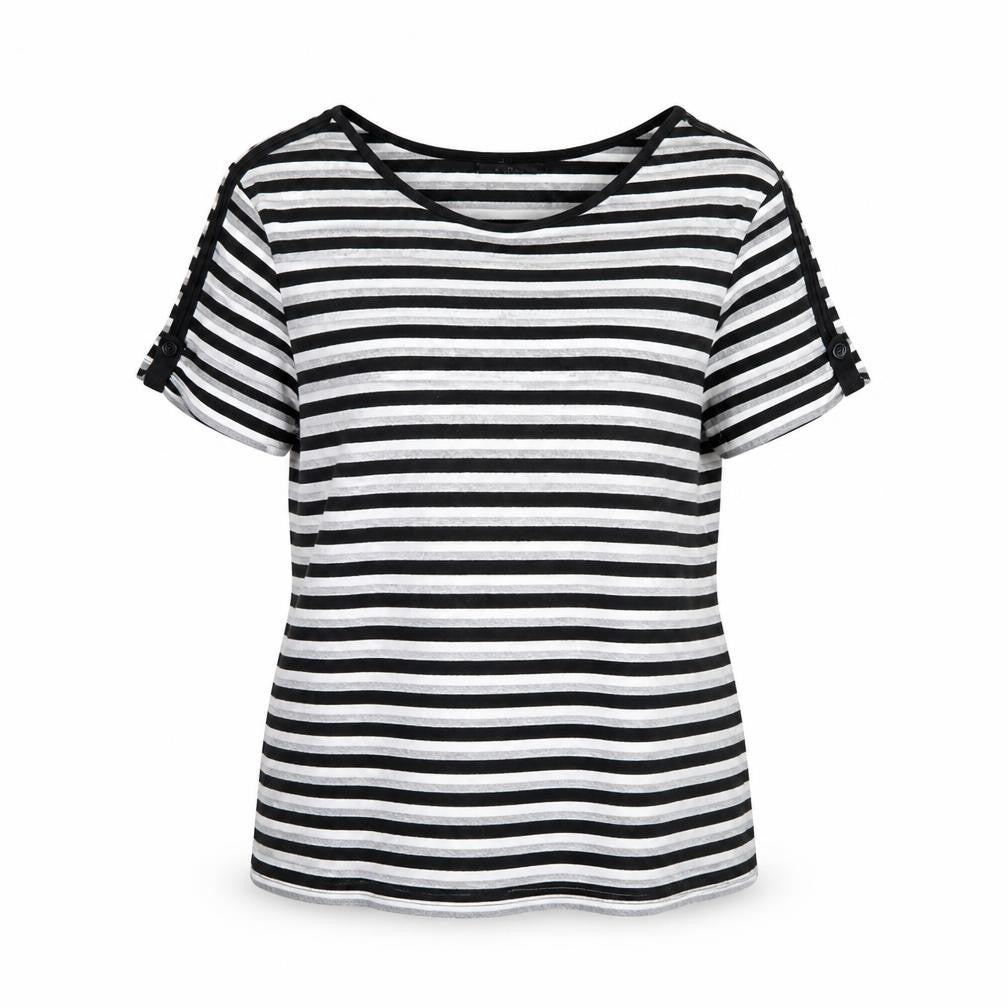 BM Womens Black Striped  Basic Blouse Size M