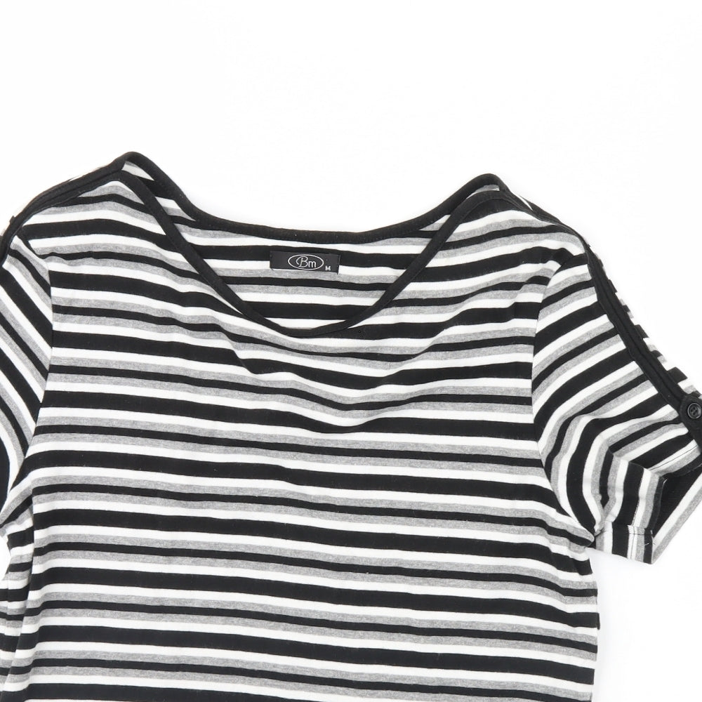 BM Womens Black Striped  Basic Blouse Size M