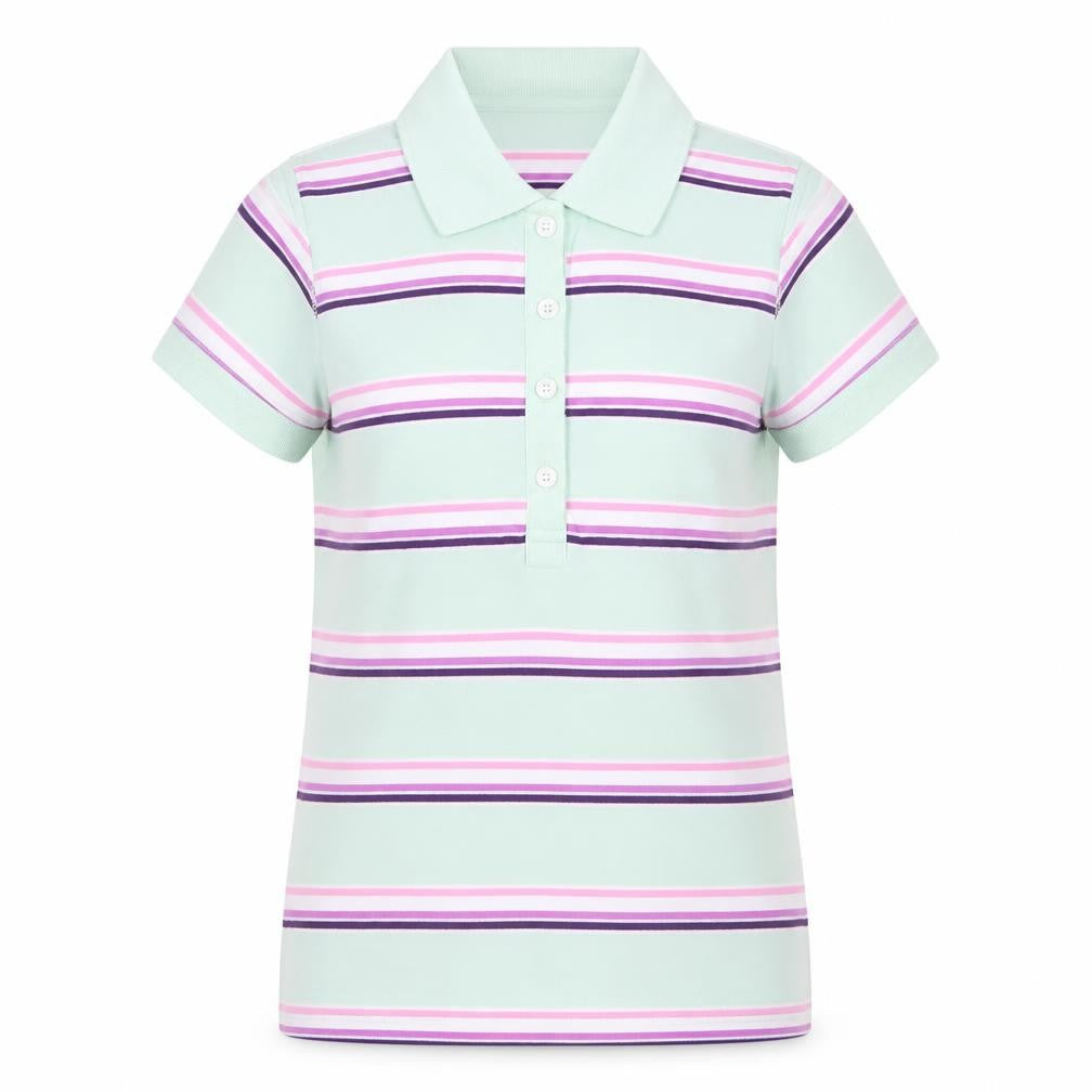 Moose Womens Green Striped  Basic Polo Size 8