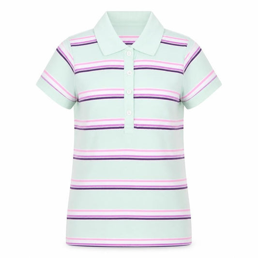 Moose Womens Green Striped  Basic Polo Size 8