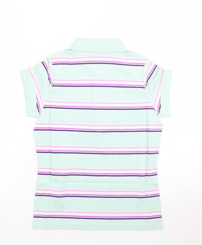 Moose Womens Green Striped  Basic Polo Size 8