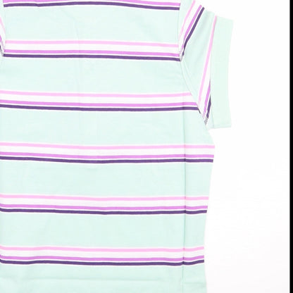 Moose Womens Green Striped  Basic Polo Size 8