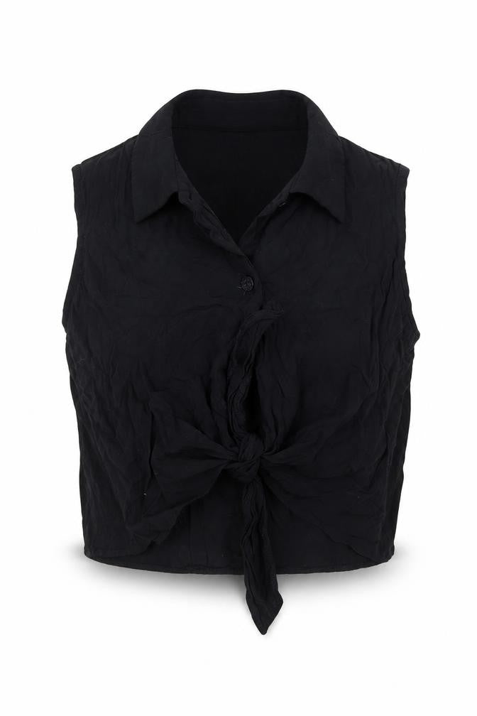 Style Womens Black   Cropped Button-Up Size 12