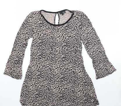 Next Womens Brown Animal Print  Basic Blouse Size 10