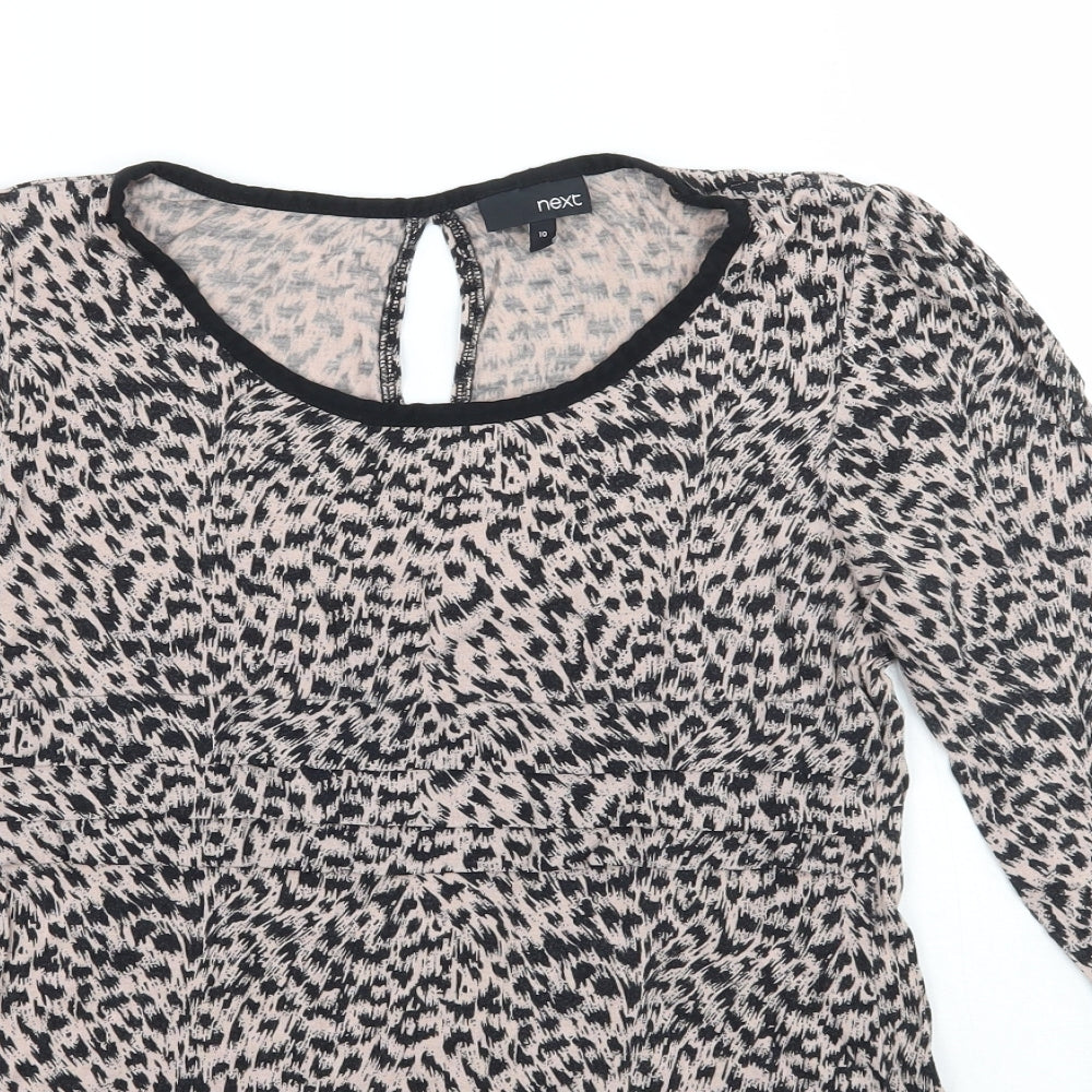 NEXT Womens Brown Animal Print  Basic Blouse Size 10