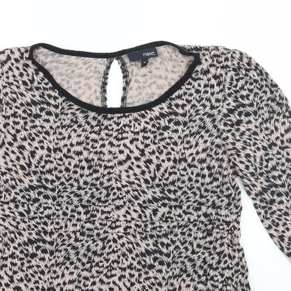 Next Womens Brown Animal Print  Basic Blouse Size 10