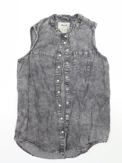 Additional front view of Denim co women’s grey basic button-up, size UK 8