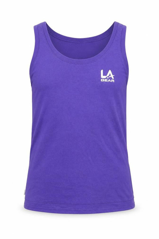 Front view of LA Gear girls’ purple basic tank, size 13, years