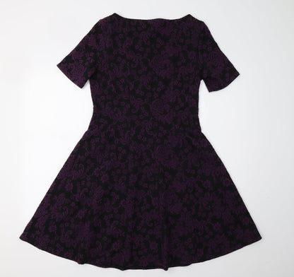 Marks & Spencer Womens Purple Floral  Bodycon  Size 10