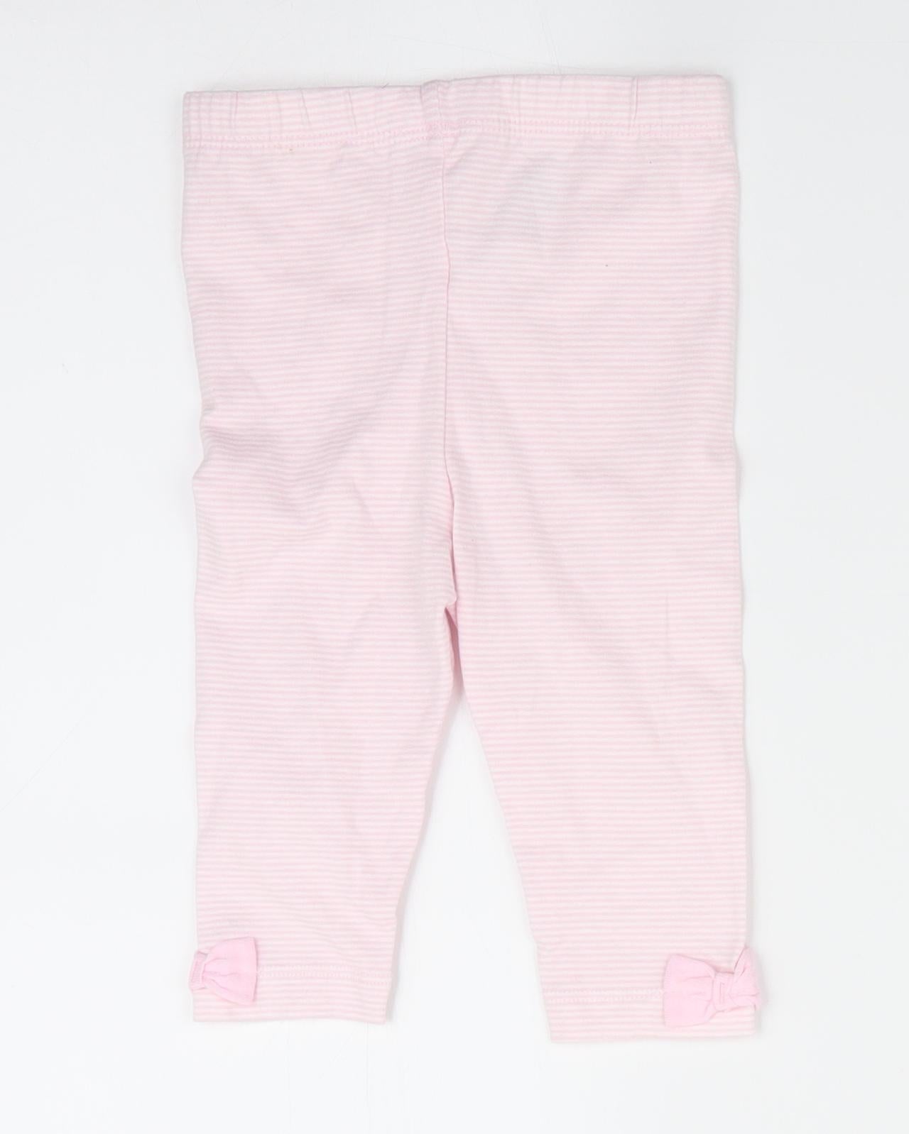 George Girls Pink Striped  Jogger Leggings Size 3-6 Months