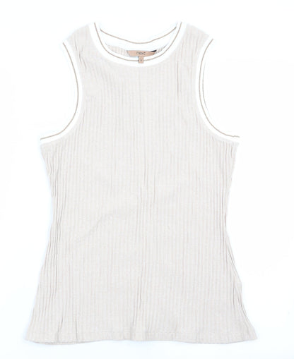 Next Womens Beige Striped  Vest Jumper Size 16  - Subtle glitter effect