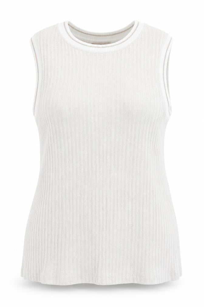 Next Womens Beige Striped  Vest Jumper Size 16  - Subtle glitter effect