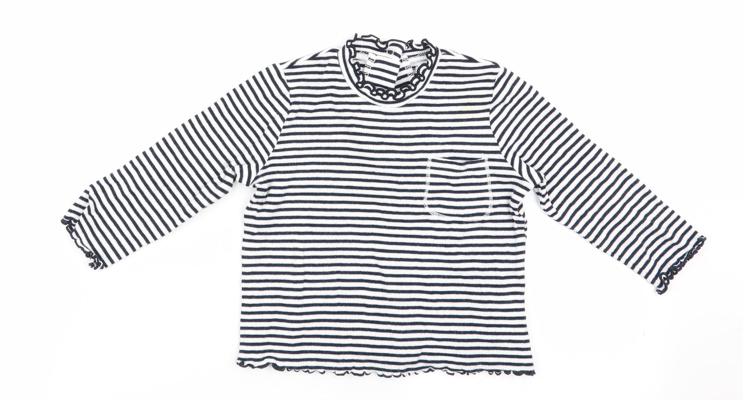 FR Girls Blue Striped  Basic T-Shirt Size 18-24 Months