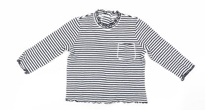 Additional front view of FR girls’ blue striped basic t-shirt, size 18-24, months