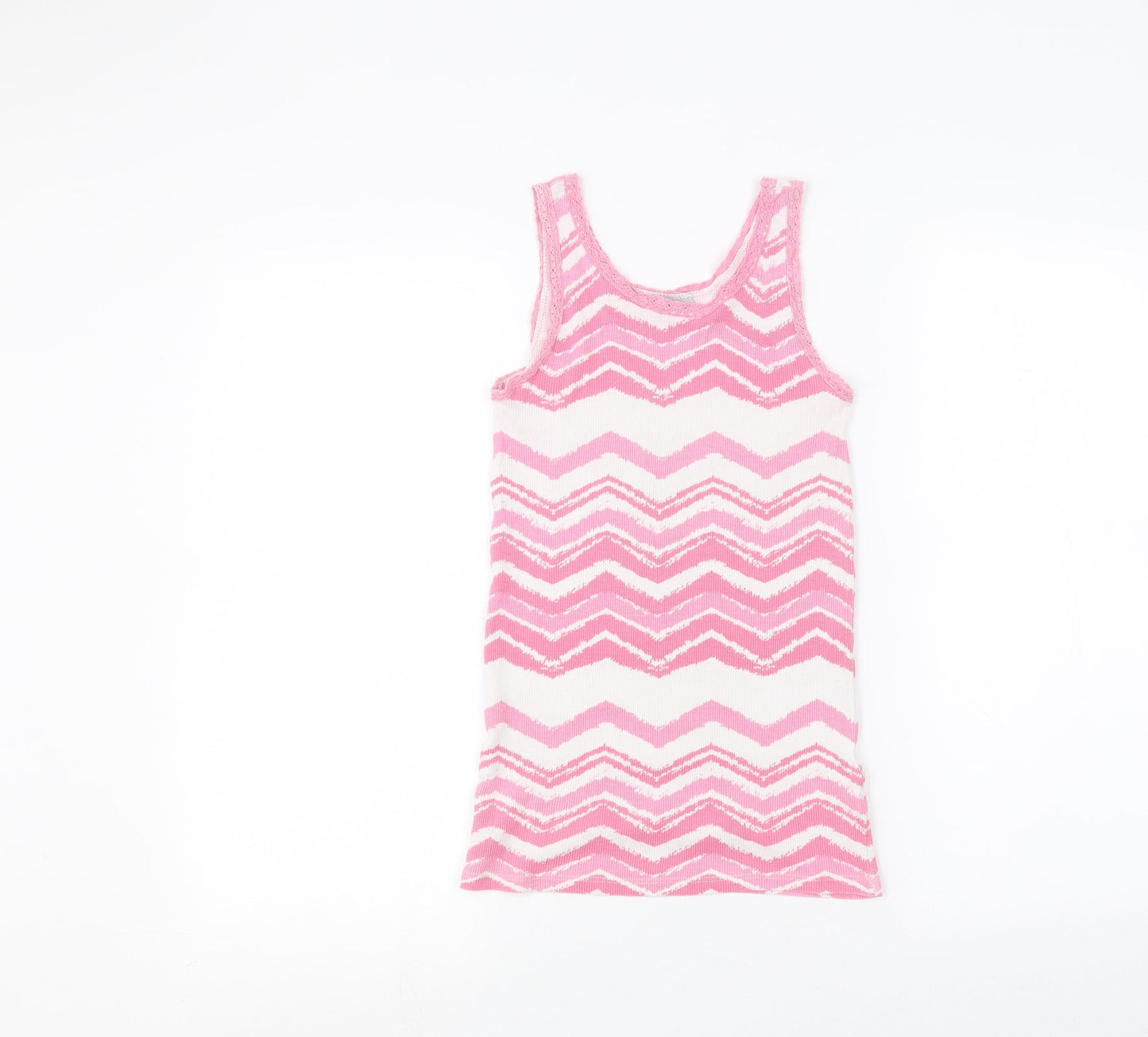 Matalan Girls White Striped  Basic Tank Size 13 Years