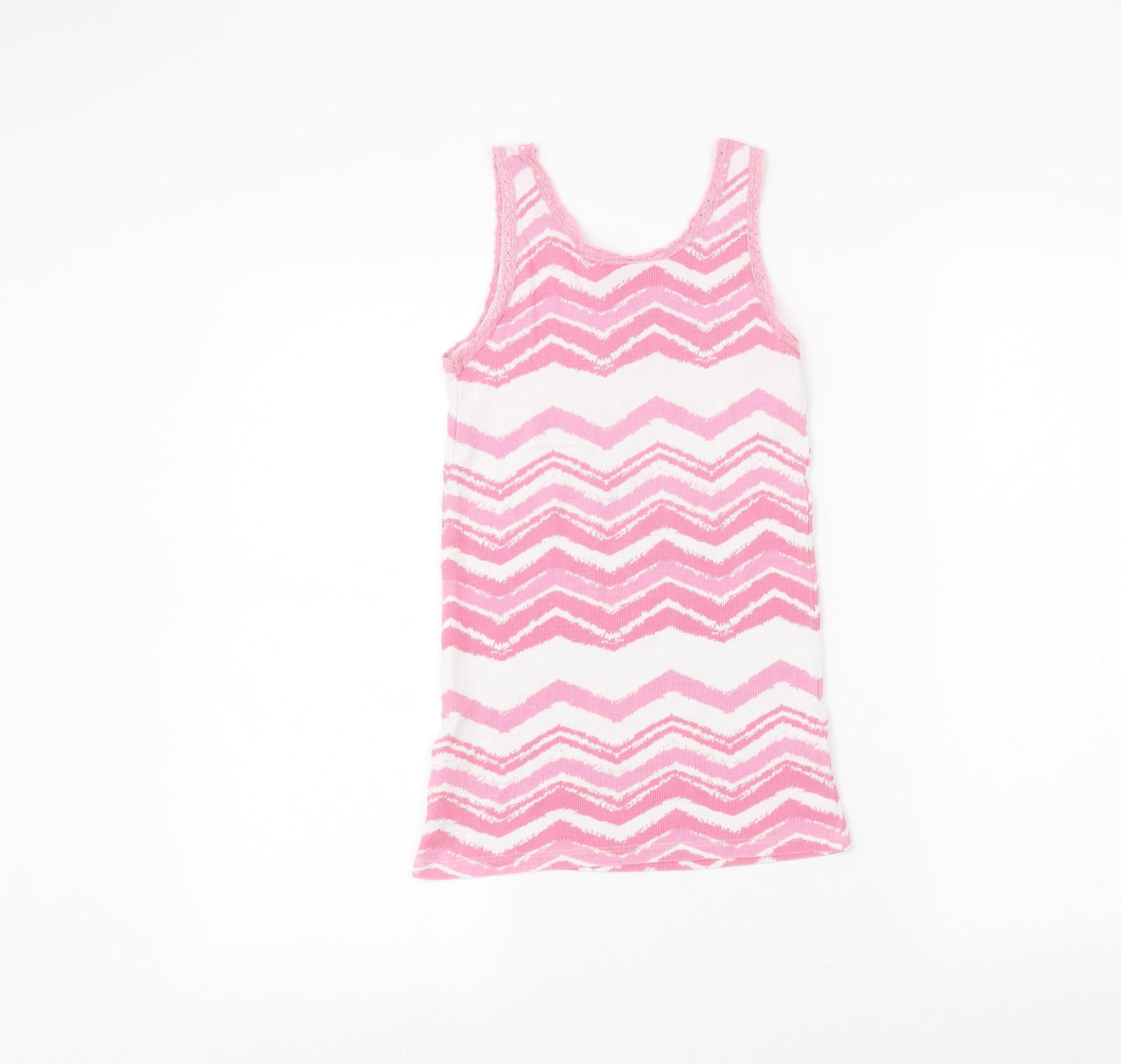 Matalan Girls White Striped  Basic Tank Size 13 Years