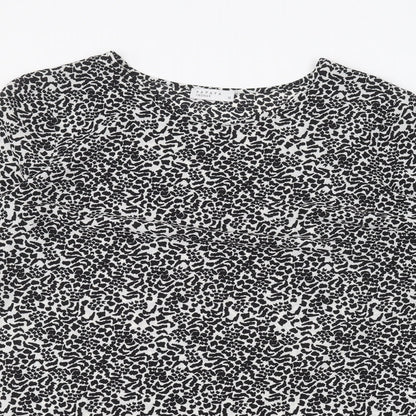 Close-up detail of Papaya women’s white animal print jumper, size UK 16