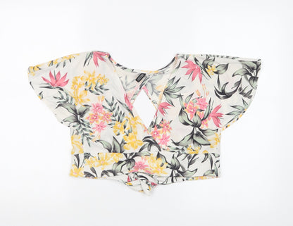Preloved H&M Womens Multicoloured Floral  Basic T-Shirt Size S - Front
