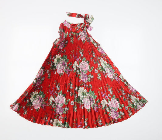 TANG YUAN Girls Red Floral  A-Line