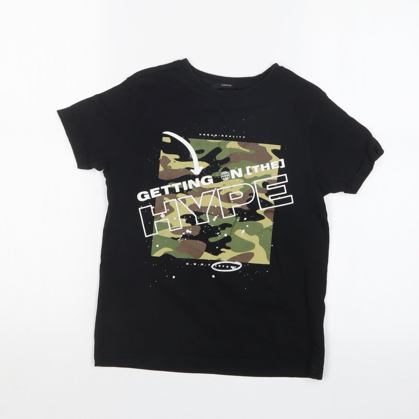 George Boys Black   Basic T-Shirt Size 7-8 Years