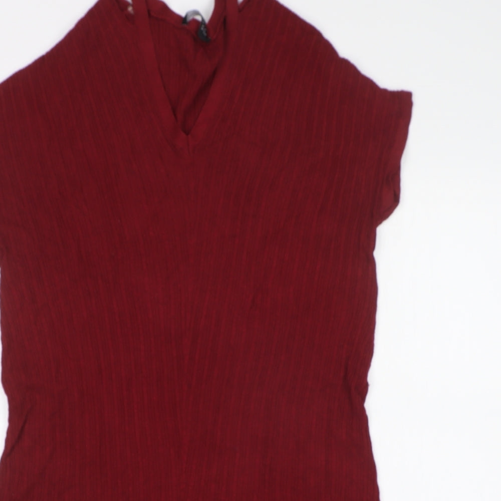 Select Womens Red Striped  Basic T-Shirt Size 14