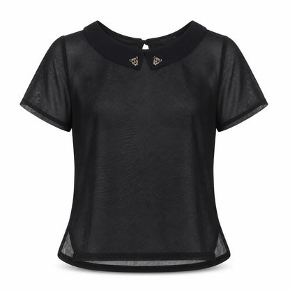 Front view of Atmosphere women’s black basic t-shirt, size UK 10