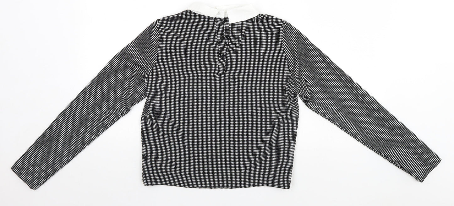 Zara Womens Black Houndstooth  Basic Polo Size M