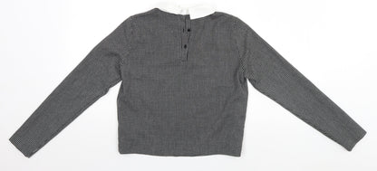 Zara Womens Black Houndstooth  Basic Polo Size M