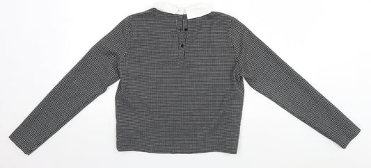 Zara Womens Black Houndstooth  Basic Polo Size M