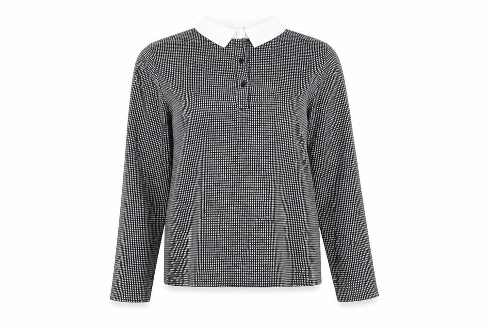 Zara Womens Black Houndstooth  Basic Polo Size M