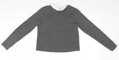 Zara Womens Black Houndstooth  Basic Polo Size M