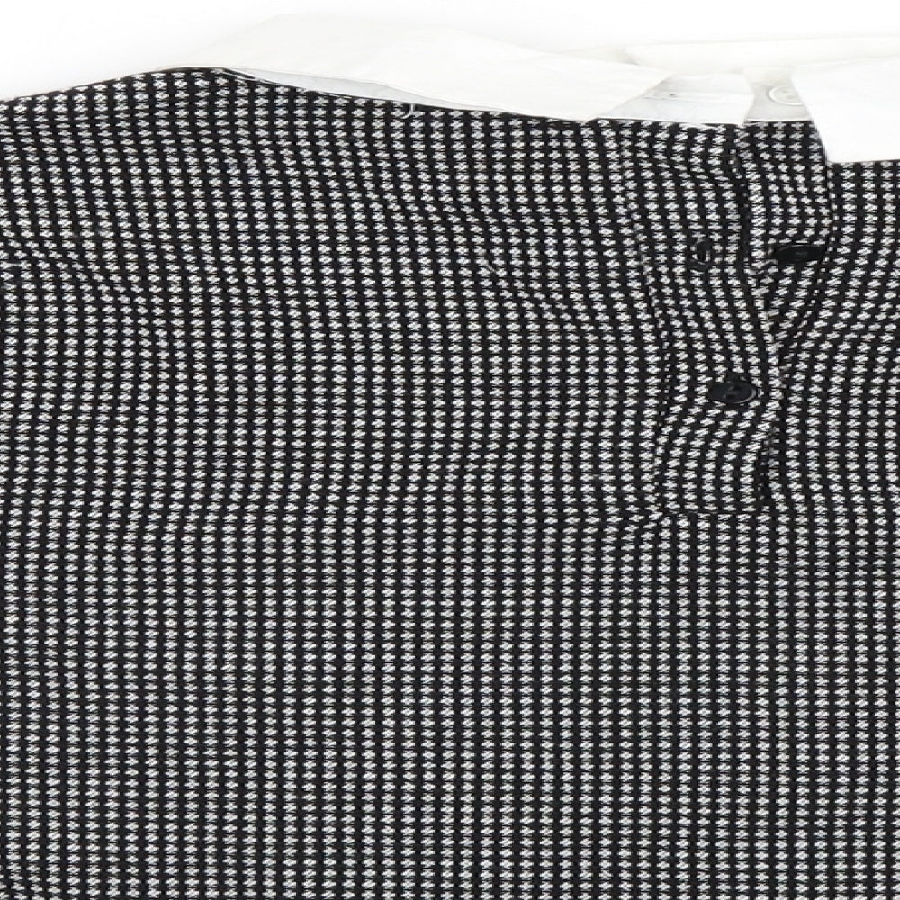Zara Womens Black Houndstooth  Basic Polo Size M