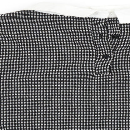 Zara Womens Black Houndstooth  Basic Polo Size M