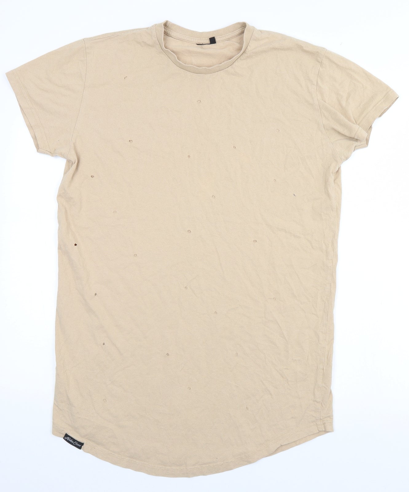 Preworn Womens Green   Basic T-Shirt Size L  - Stylish Holes