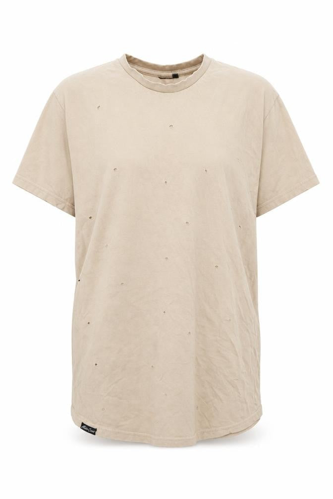 Preworn Womens Green   Basic T-Shirt Size L  - Stylish Holes