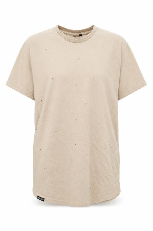 Preworn Womens Green   Basic T-Shirt Size L  - Stylish Holes