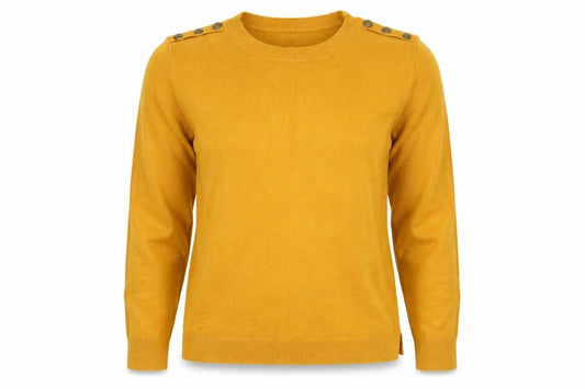 Front view of Atmosphere women’s yellow jumper, size UK 12