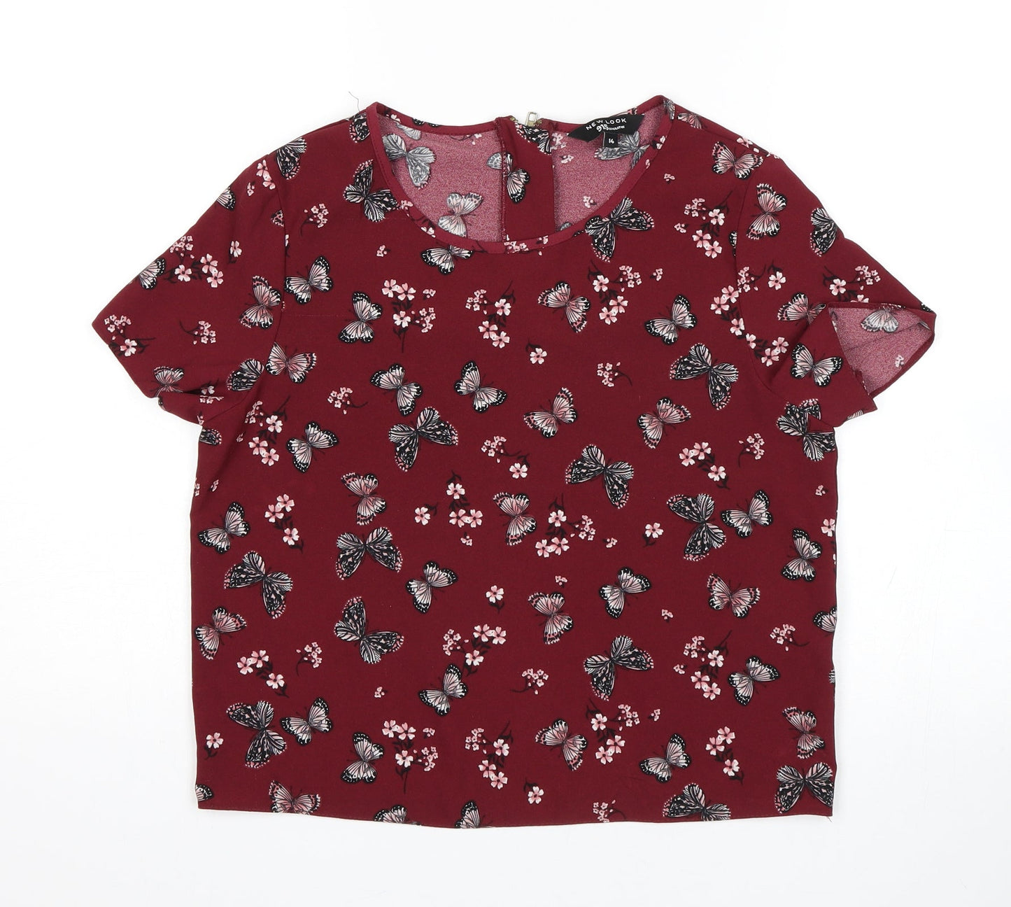 New Look Girls Red Floral  Basic Blouse Size 14 Years