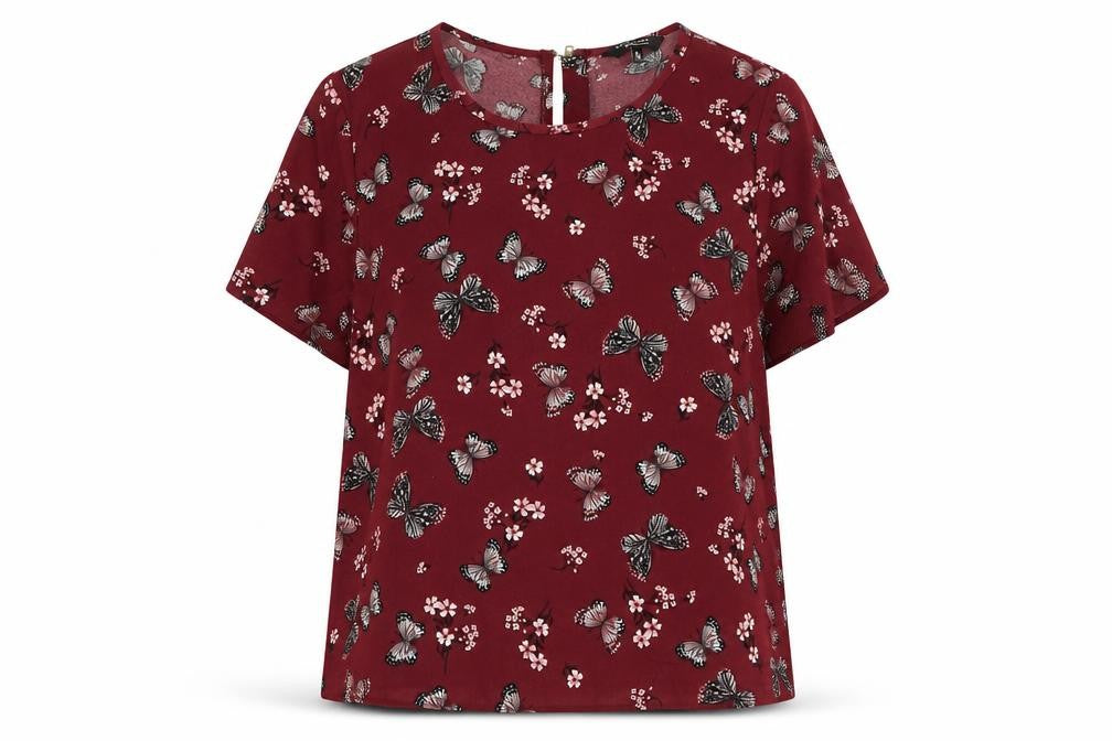New Look Girls Red Floral  Basic Blouse Size 14 Years