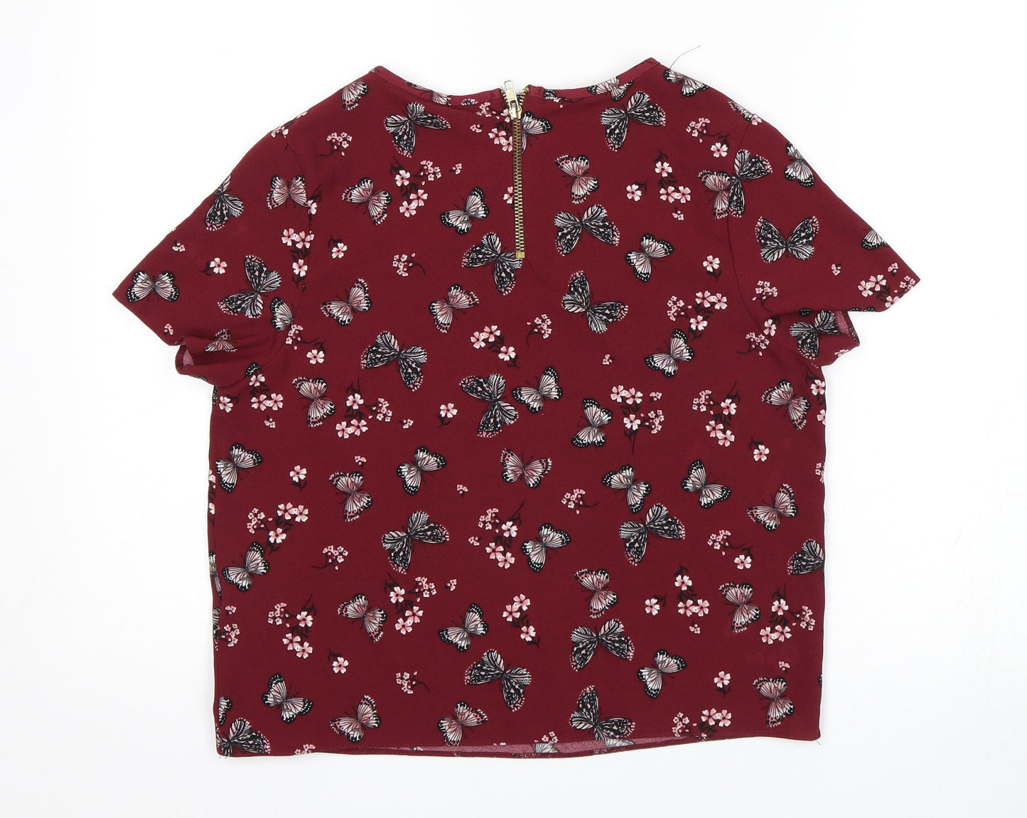 New Look Girls Red Floral  Basic Blouse Size 14 Years