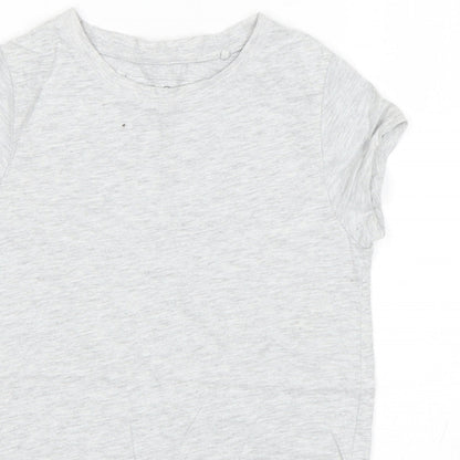 Close-up detail of Next girls’ grey basic t-shirt, size 9, years