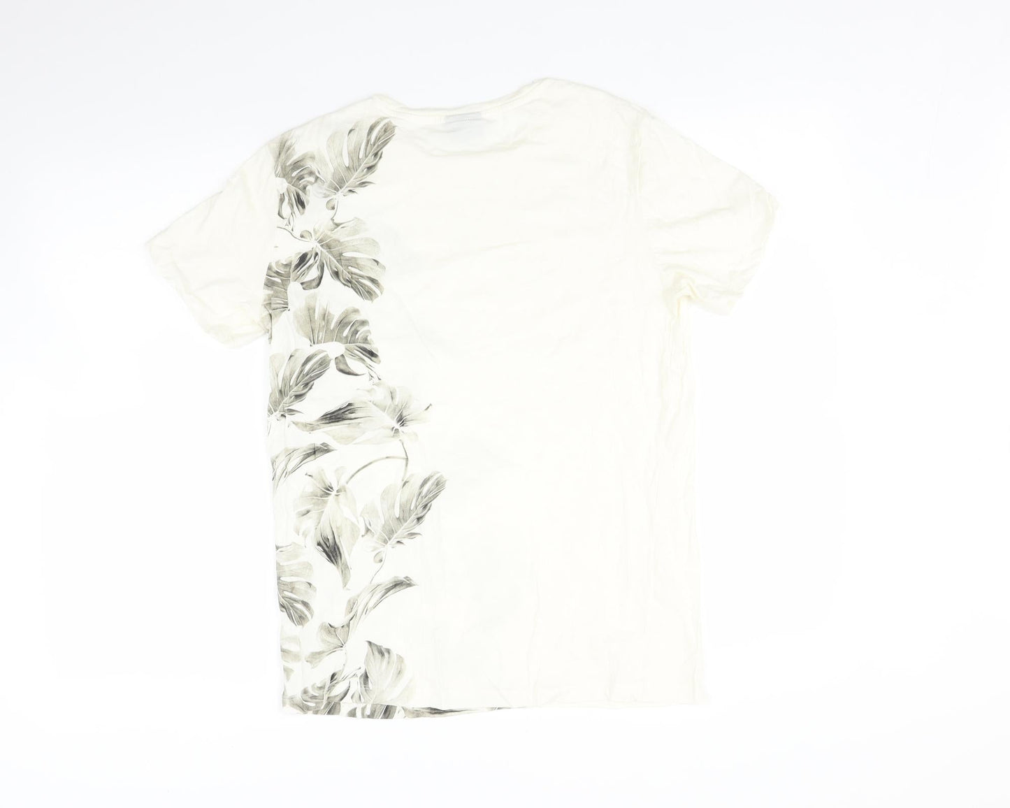 H&M Womens Ivory   Basic Polo Size S  - Leaf print
