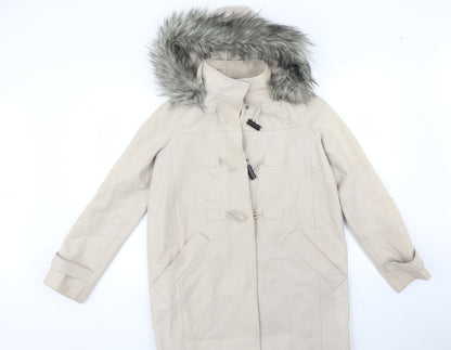 Additional front view of ASOS women’s beige overcoat coat, size UK 10